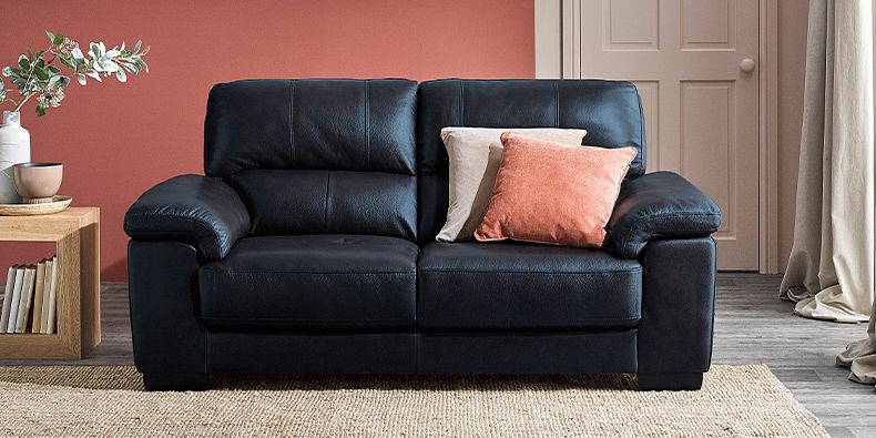 Light blue outlet leather couch